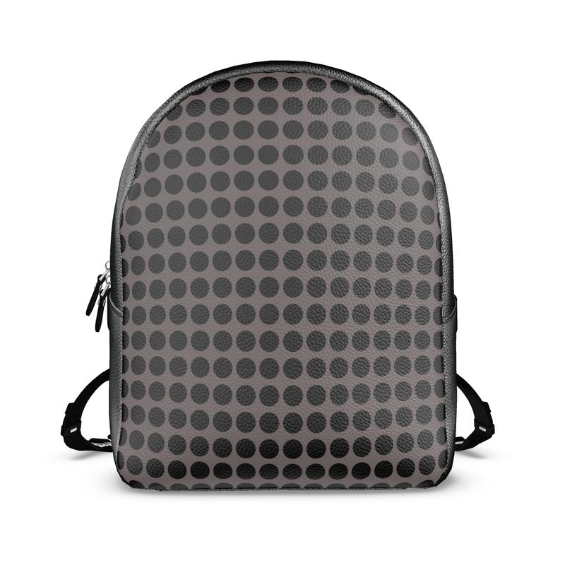 Zoroaster Persian Dots in Gray on Black Leather Backpack Rucksack