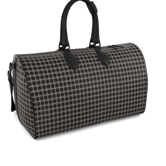 Zoroaster Persian Black Dots on Gray Leather Duffel Bag