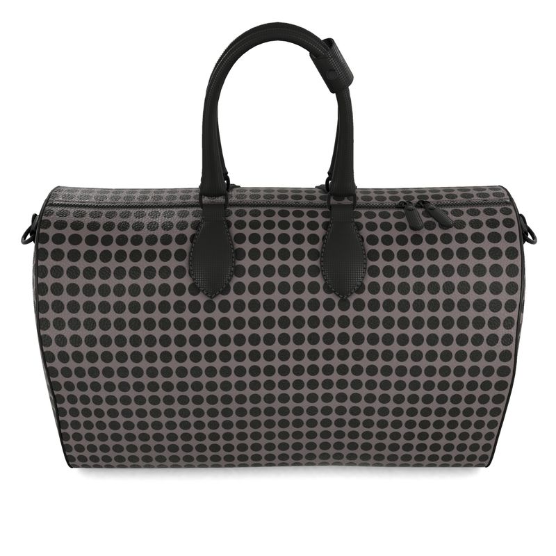 Zoroaster Persian Black Dots on Gray Leather Duffel Bag