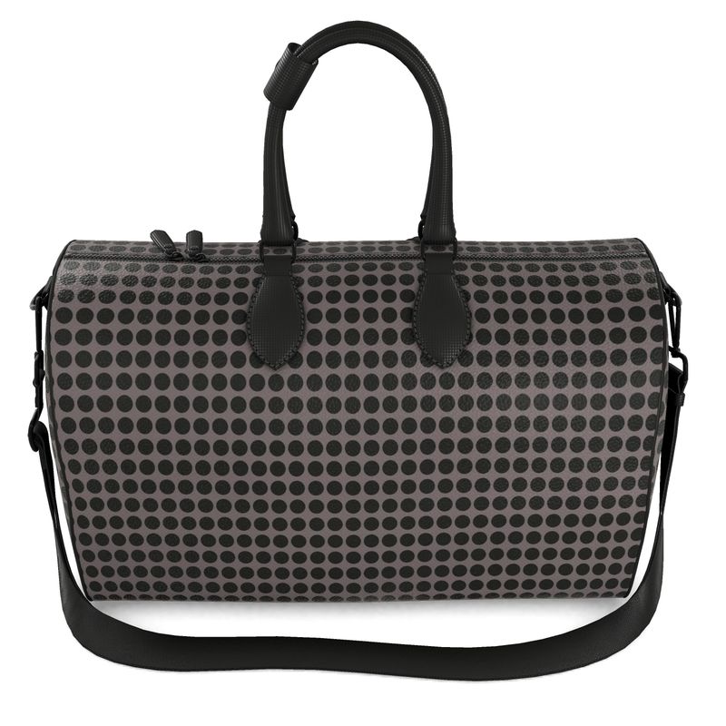 Zoroaster Persian Black Dots on Gray Leather Duffel Bag