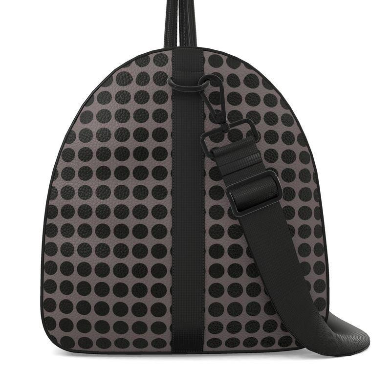 Zoroaster Persian Black Dots on Gray Leather Duffel Bag