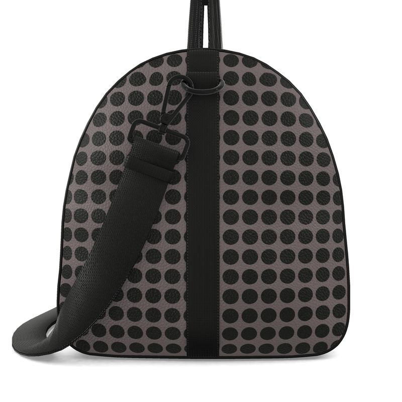 Zoroaster Persian Black Dots on Gray Leather Duffel Bag