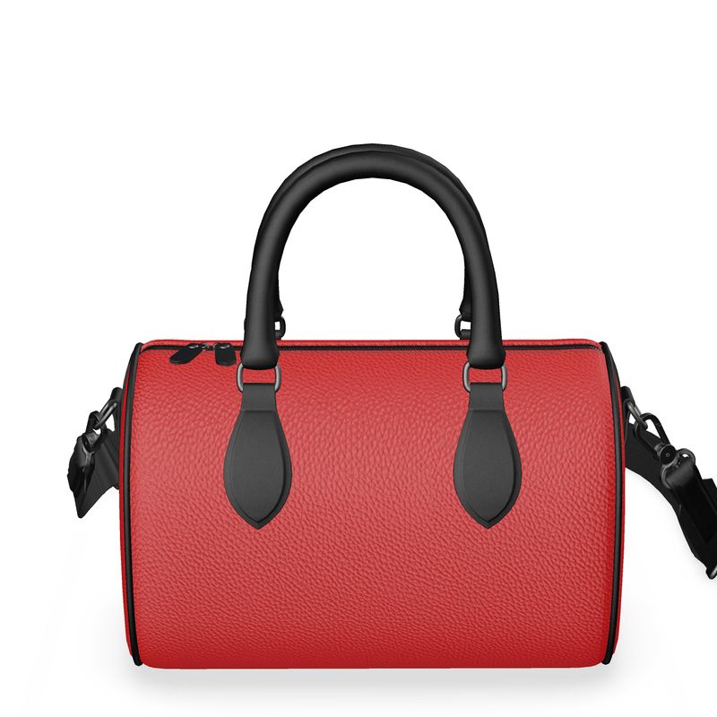 Fiery Red Small Leather Duffle Bag