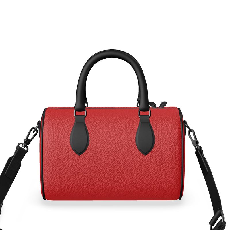 Fiery Red Small Leather Duffle Bag