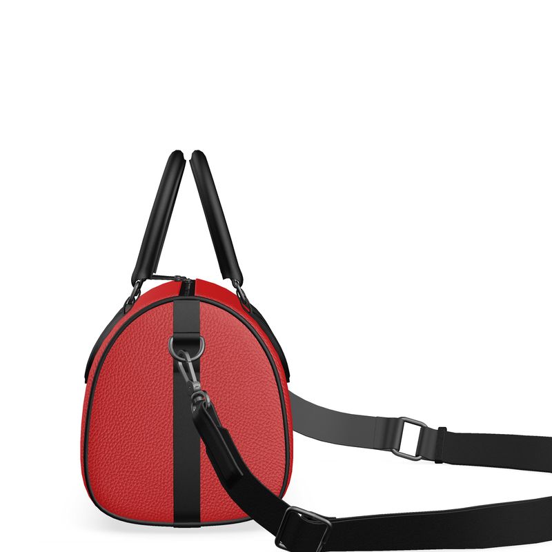 Fiery Red Small Leather Duffle Bag