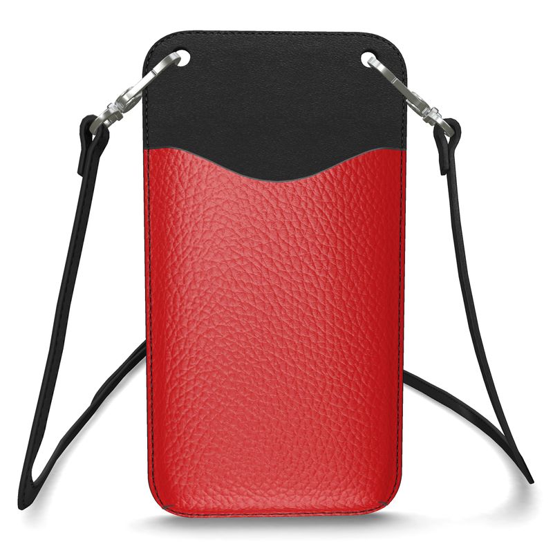 Fiery Red Valenti Collection Leather Phone Case with Strap