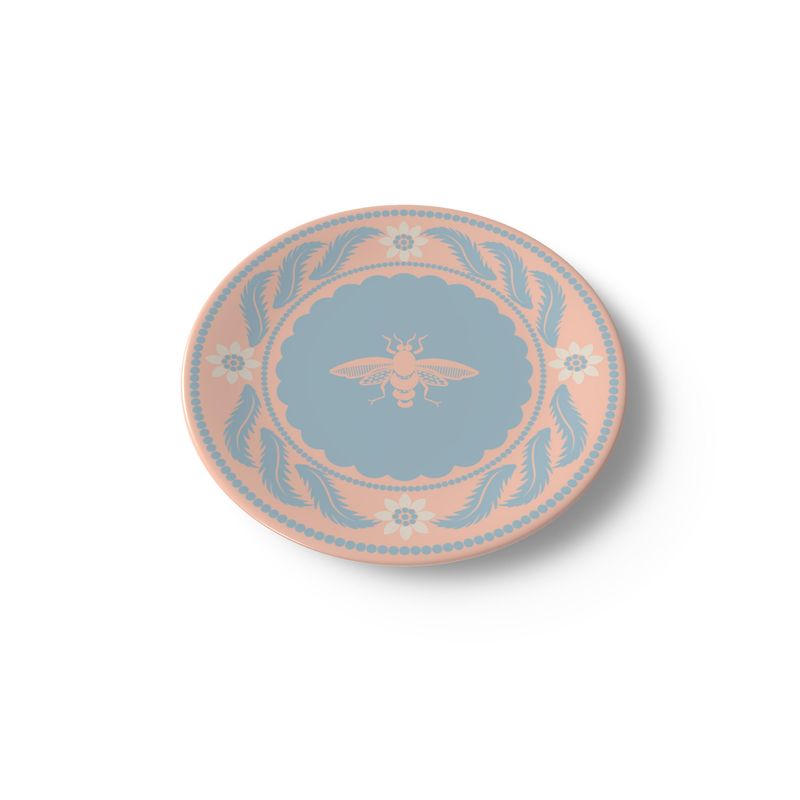 St Ruf Pink China Plate with Pink Insect (6.5 in)