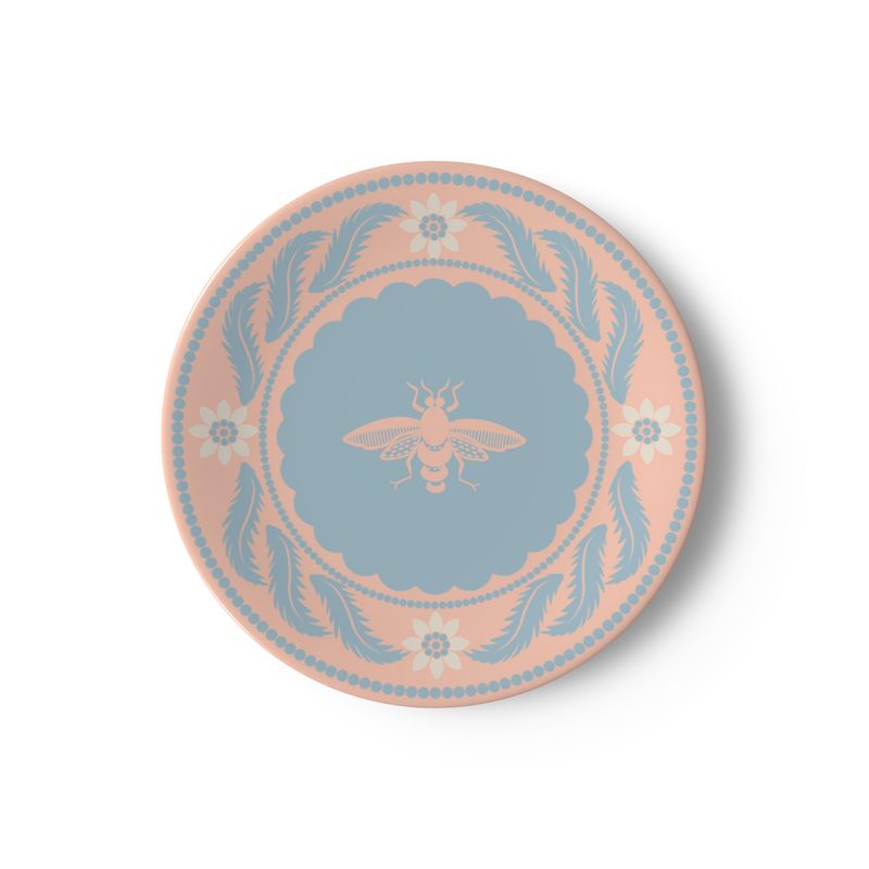 St Ruf Pink China Plate with Pink Insect (6.5 in)