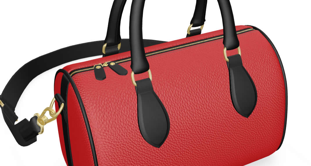 Fiery Red Small Leather Duffle Bag