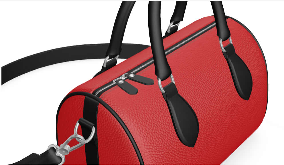 Fiery Red Small Leather Duffle Bag