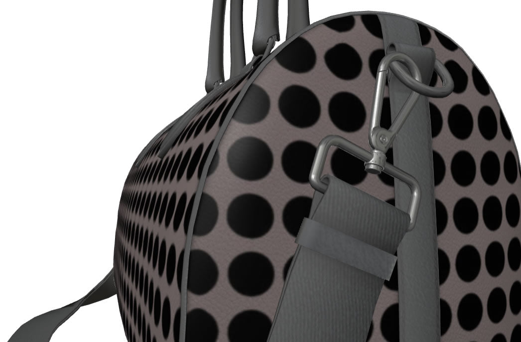 Zoroaster Persian Black Dots on Gray Leather Duffel Bag