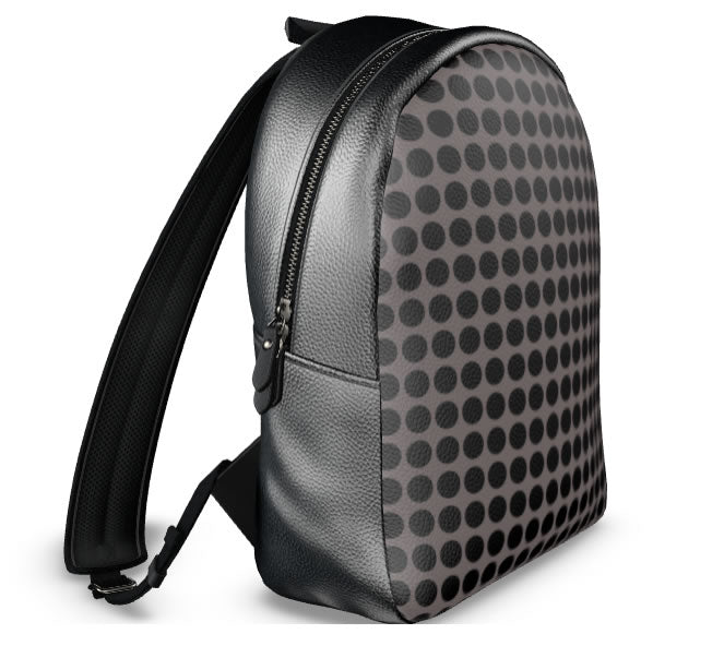 Zoroaster Persian Dots in Gray on Black Leather Backpack Rucksack