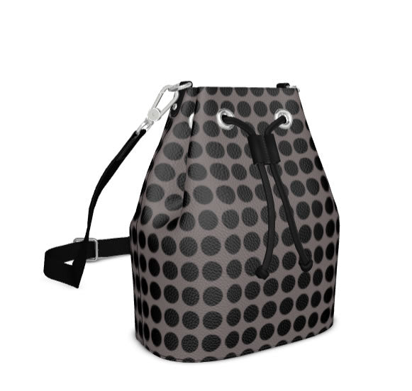 Zoroaster Persian Dots Leather Bucket Bag