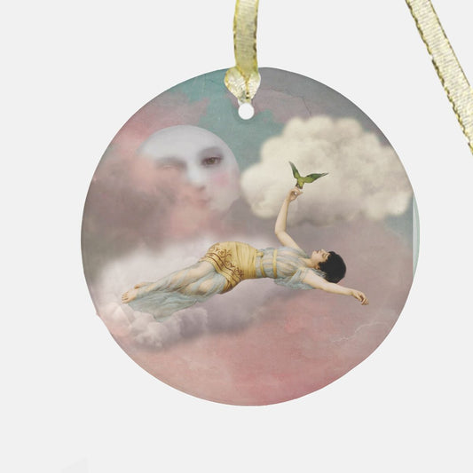 Head in the Clouds Under A Full Moon Christmas Ornament